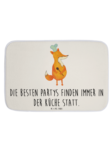 Mr. & Mrs. Panda Badteppich Fuchs Koch mit Spruch in Weiß