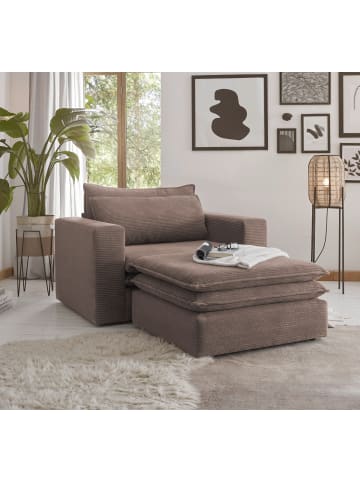 Furn.Design Loveseat Set braun Cord, Couch Loungesessel inklusive Hocker