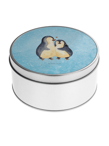 Mr. & Mrs. Panda Keksdose Pinguin umarmen ohne Spruch in Eisblau
