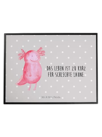 Mr. & Mrs. Panda Schreibtischunterlage Axolotl Glücklich mit Spruch in Grau Pastell