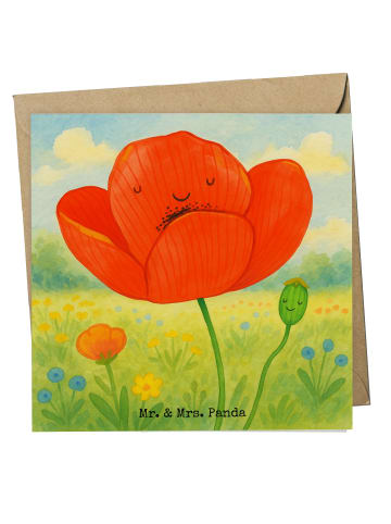 Mr. & Mrs. Panda Glückwunschkarte Blume Mohnblume Design ohne Sp... in Weiß