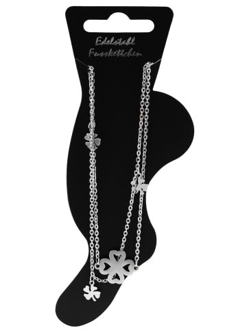 Adeliás Damen Edelstahl Fußkettchen Anker 26 cm + 5 cm in silber