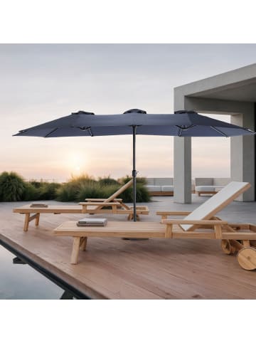 ABRIHOME Doppelseitiger Sonnenschirm in Blau 450 cm rechteckig mit Kurbel Ohne Fuß