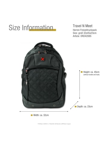 Travel n meet Polyester Freizeitrucksack Travel N Meet Rucksack schwarz ca. 32cm