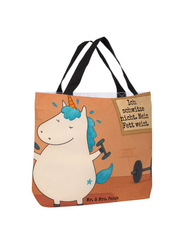 Stofftasche Einhorn Fitness Design mit Spruch in Weiß