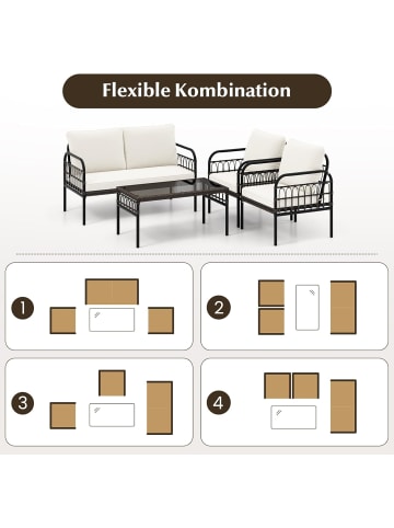 COSTWAY 4tlg. Gartenmöbel Set in Weiß