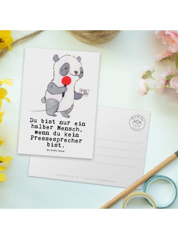 Mr. & Mrs. Panda Postkarte Pressesprecher Herz mit Spruch in Weiß