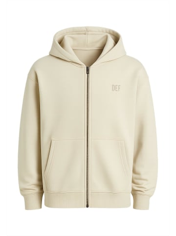 DEF Zip-Kapuzenpullover in sand/white