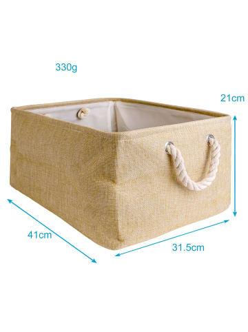 Intirilife Aufbewahrungskorb Box Organizer mit Henkel 41x31.5x21cm in Beige