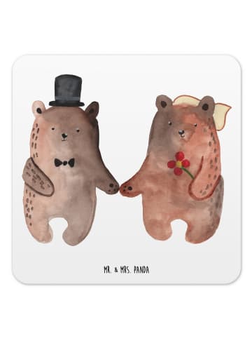 Mr. & Mrs. Panda Coaster Bär Heirat ohne Spruch in Weiß