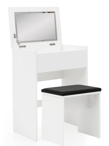 KADIMA DESIGN Schminktisch | Weiß, 60x81x40cm, Mit Hocker, Spiegel
