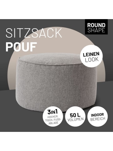 Lumaland Sitzsack-Hocker Pouf Indoor rund 50l hellgrau grau