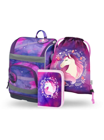 BAAGL 3-tlg. Set: Schulranzen Zippy plus in Violett Pferd