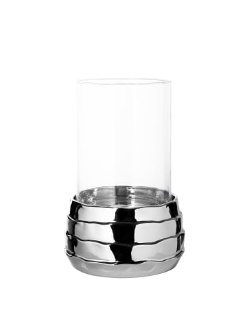 Fink Windlicht "Cocon" mit Glas in Silber - H. 38 cm - D. 25 cm