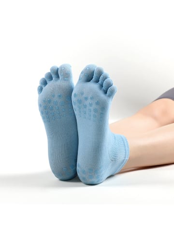 MUNADUNA 3er-Pack Yoga-Zehensocken mit Netzeinsatz Anti-Rutsch in Balu