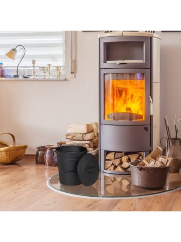 relaxdays Ascheeimer in Schwarz - 12 l