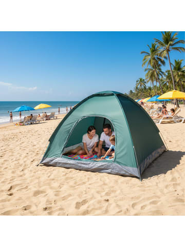 relaxdays Popup Strandzelt in Grün - (B)200 x (H)135 x (T)200 cm