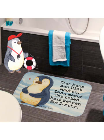 Mr. & Mrs. Panda Badteppich Pinguin Diät Design mit Spruch in Weiß