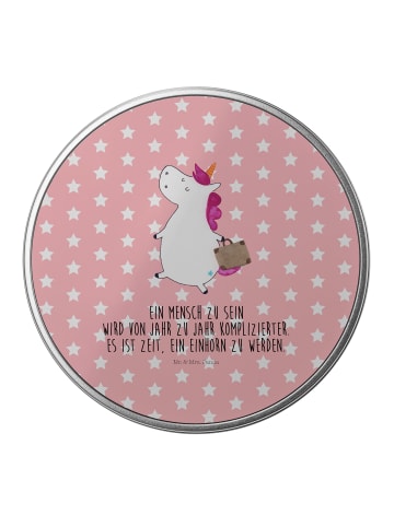 Mr. & Mrs. Panda Dose Einhorn Koffer mit Spruch in Rot Pastell