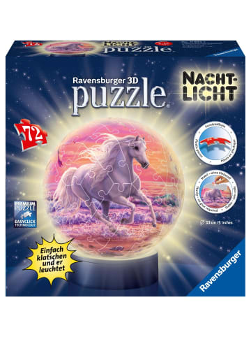 Ravensburger Pferde am Strand, Nachtlicht 3D Puzzle-Ball 72 Teile | Erlebe Puzzeln in der...