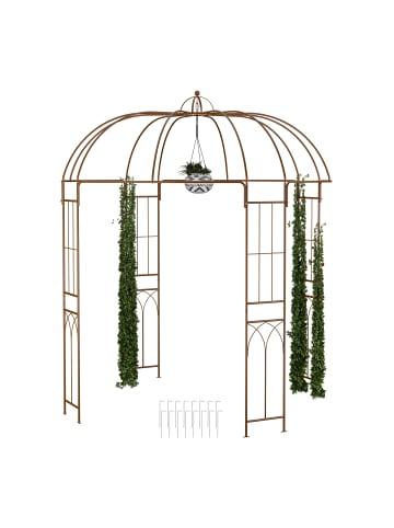 relaxdays Rosenpavillon in Braun - (B)211 x (H)269 x (T)211 cm
