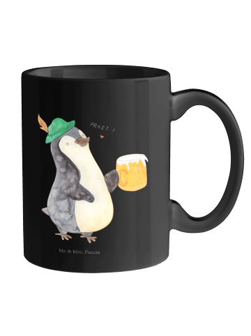 Mr. & Mrs. Panda Kaffeetasse Pinguin Bier ohne Spruch in Schwarz