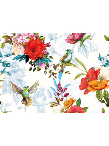 cover-your-desk.de  Tischsets I Platzsets abwaschbar - Bunte Kolibris mit Wildblumen - aus erstklassigem Vinyl (Kunststoff Ð BPA-frei) - 4 Stück - 44 x 32 cm - rutschfeste Tischdekoration