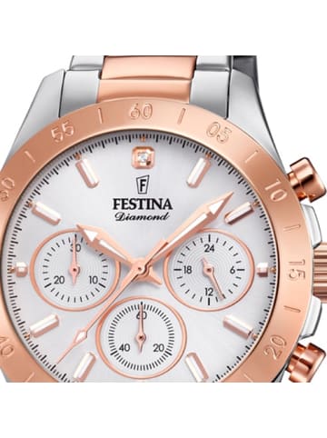 Festina Chronograph-Armbanduhr Festina Boyfriend silber, rosé mittel (ca. 39mm)