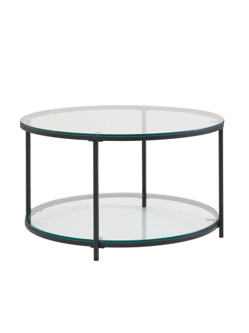 KADIMA DESIGN Couchtisch Glas | 80x80cm, Rund, Modern, mit Ablagefach in Transparent