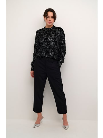 Kaffe Langarm-Bluse KAgrit in Black/dark silver sequin