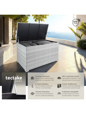 tectake Aluminium Auflagenbox mit Rattangeflecht, 145 x 82,5 x 79,5 cm