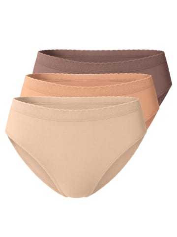 Yenita® 3er Set Slips Microfaser  Bikinislip in taupe-mix