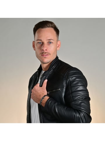 Adeliás Herren Armband – Gliederarmband aus Edelstahl 21 cm in schwarz