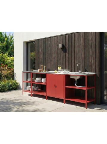 Beliani 4er-Set Gartenküche VILAMA in Rot/Silber