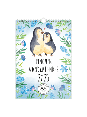 Mr. & Mrs. Panda A4 Wandkalender 2025 Pinguin Collection mit Spruch in Weiß