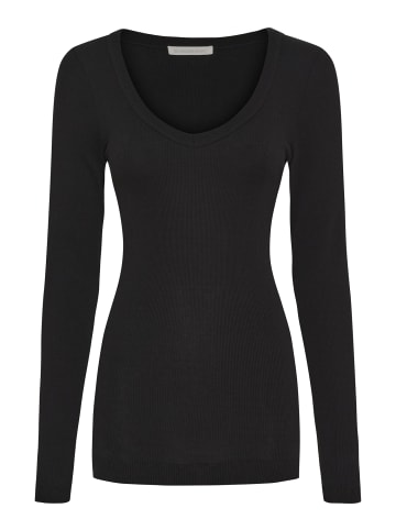 Seamless Basic Top Retro V-neck in Black