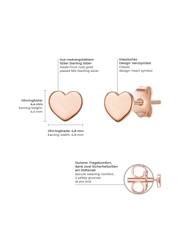 Glanzstücke München Ohrstecker Herz Sterling Silber in roségold