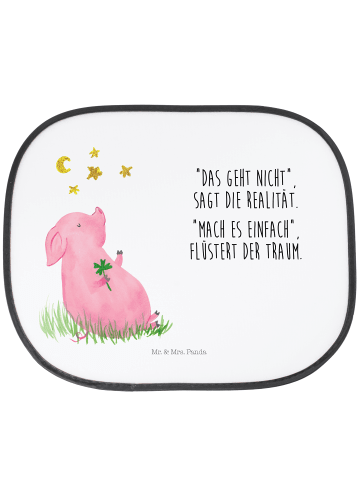 Mr. & Mrs. Panda Sonnenblende Auto Schwein Glück mit Spruch in Weiß