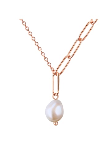 Valero Pearls Halskette Edelstahl Süßwasser-Zuchtperle in roségold