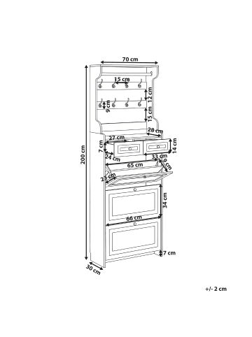 Beliani Schuhschrank DALHOUSIE in Weiß - (W) 70 x (H) 200 x (L) 30 cm