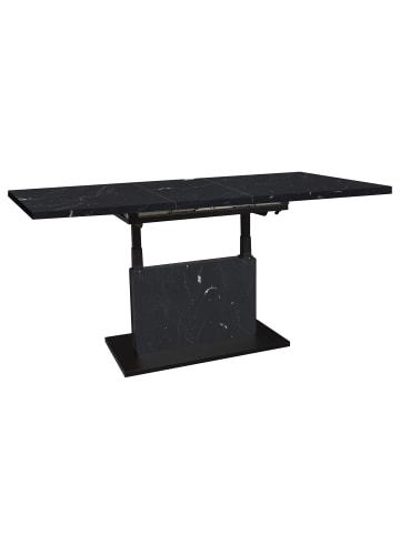 58 aufm Kessel COUCHTISCH Höhenverstellbar Else 3 120x56x70 Holz Keramikoptik Schwarz