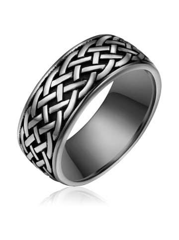True Rebels Ring aus Edelstahl in silber/schwarz