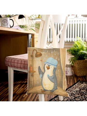 Mr. & Mrs. Panda Strandtasche Pinguin Duschen Design ohne Spruch in Weiß