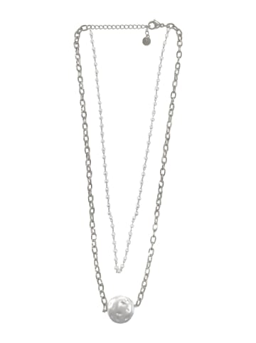 ANELY Layering Halskette mit Perlmutt Stein Anhänger Modeschmuck in Silber