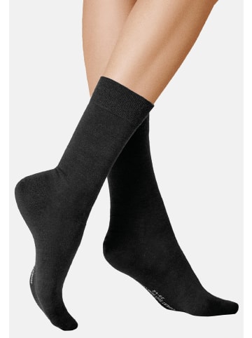 Kunert Socken Soft Wool Cotton druckfreier Bund in Black