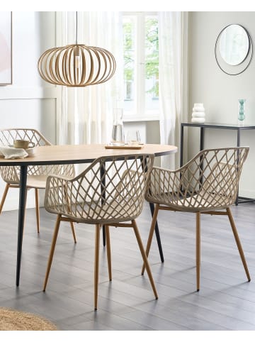 Beliani 2er-Set Esszimmerstuhl NASHUA in Beige/Braun