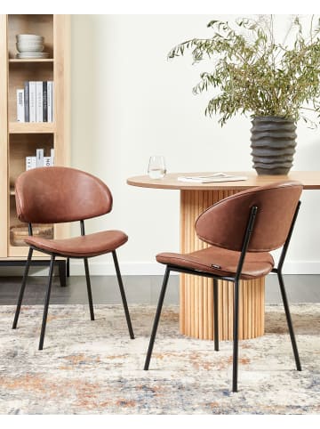 Beliani 2er-Set Esszimmerstuhl KIANA in Braun/Schwarz