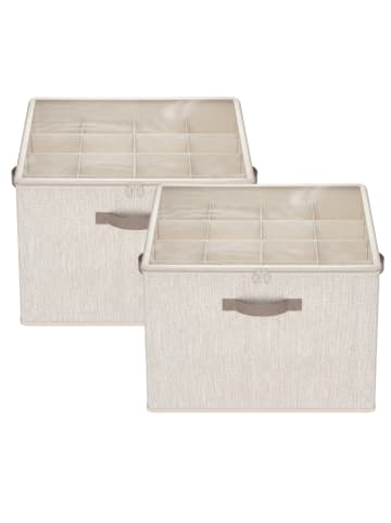 SONGMICS 2er-Set: Aufbewahrungsbox Tina in Beige - (B)43 x (H)32 x (T)43 cm