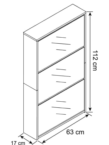 ebuy24 Schuhschrank StidoXL 2 Weiß 63 x 17 cm