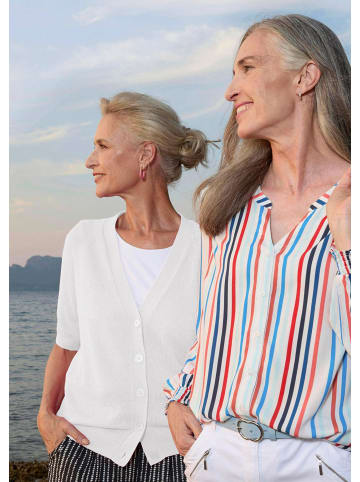 GOLDNER Strickjacke Damen Cardigan in Pink, Halbarm in weiß